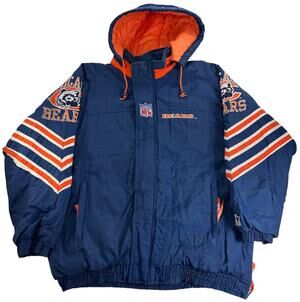Vintage 90s Chicago Bears Starter Pro Line Hooded Men's XL Blue Football Jacket